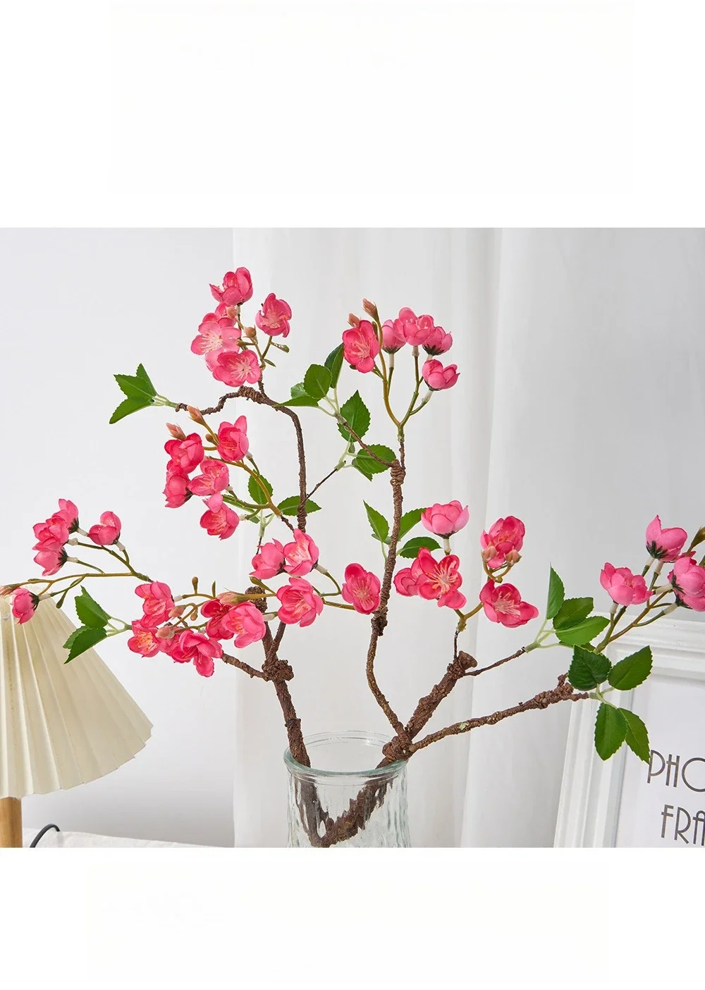 2/5 Stück Simulierte Pflaumenblütenzweige aus Seide, Rosa Blumen, Heimdekoration für das Schlafzimmer, Künstliche Schaumstoff-Wintersüßblume, Kunstblume – Detail 6