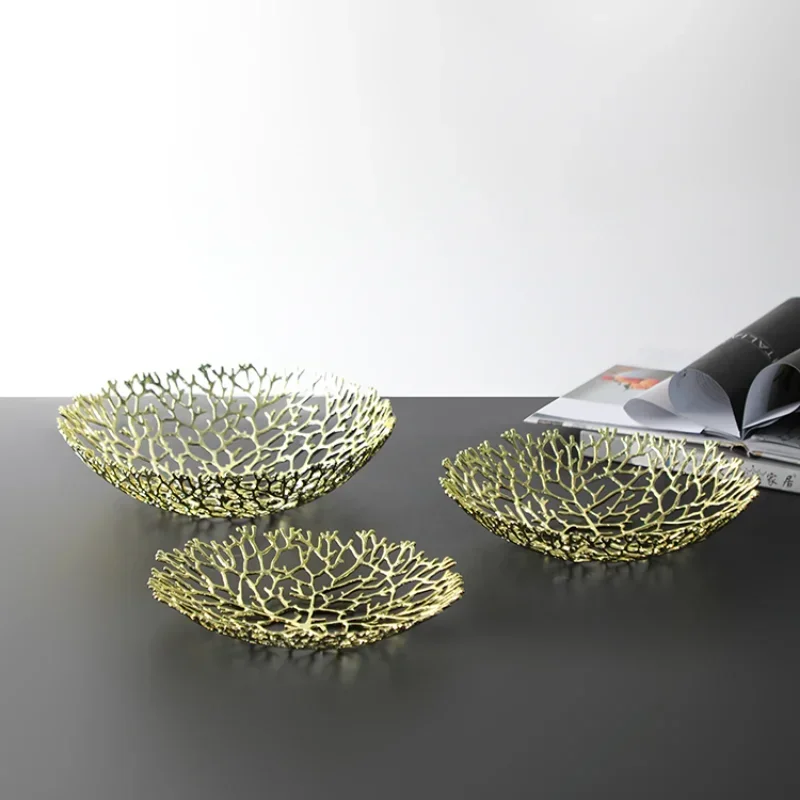 أطباق سلة فاكهة بيضاوية مزخرفة ذهبية ، صواني أطباق تقديم معدنية ذهبية للمطبخ ، قهوة ، أطباق أطباق وجبات خفيفة على طاولة الطعام #2