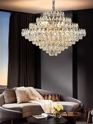 Luxury Crystal Big Chandeliers for Living Room Decor Modern Art Designer Luminaire Lustre Hight Ceiling Pendant Home Lamps Hall
