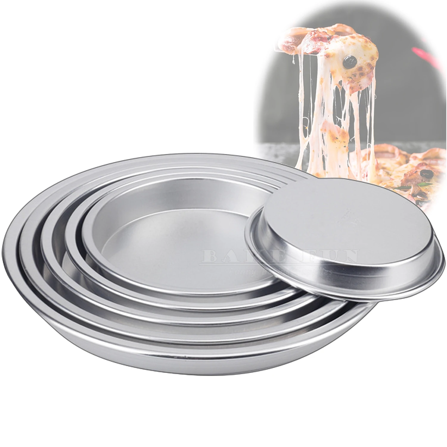 5 6 7 8 9 10 Inch Shallow Round Aluminium Alloy Baking Pizza Pan Cake Plate Bread Cookie Holding Tray DIY Bakeware Supplies