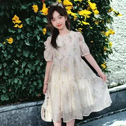 Summer Outfits Baby Kids Flower Dresses for Girls Princess Dress Floral Short Sleeve Children Lolita Costumes 6 8 10 12 13 Years