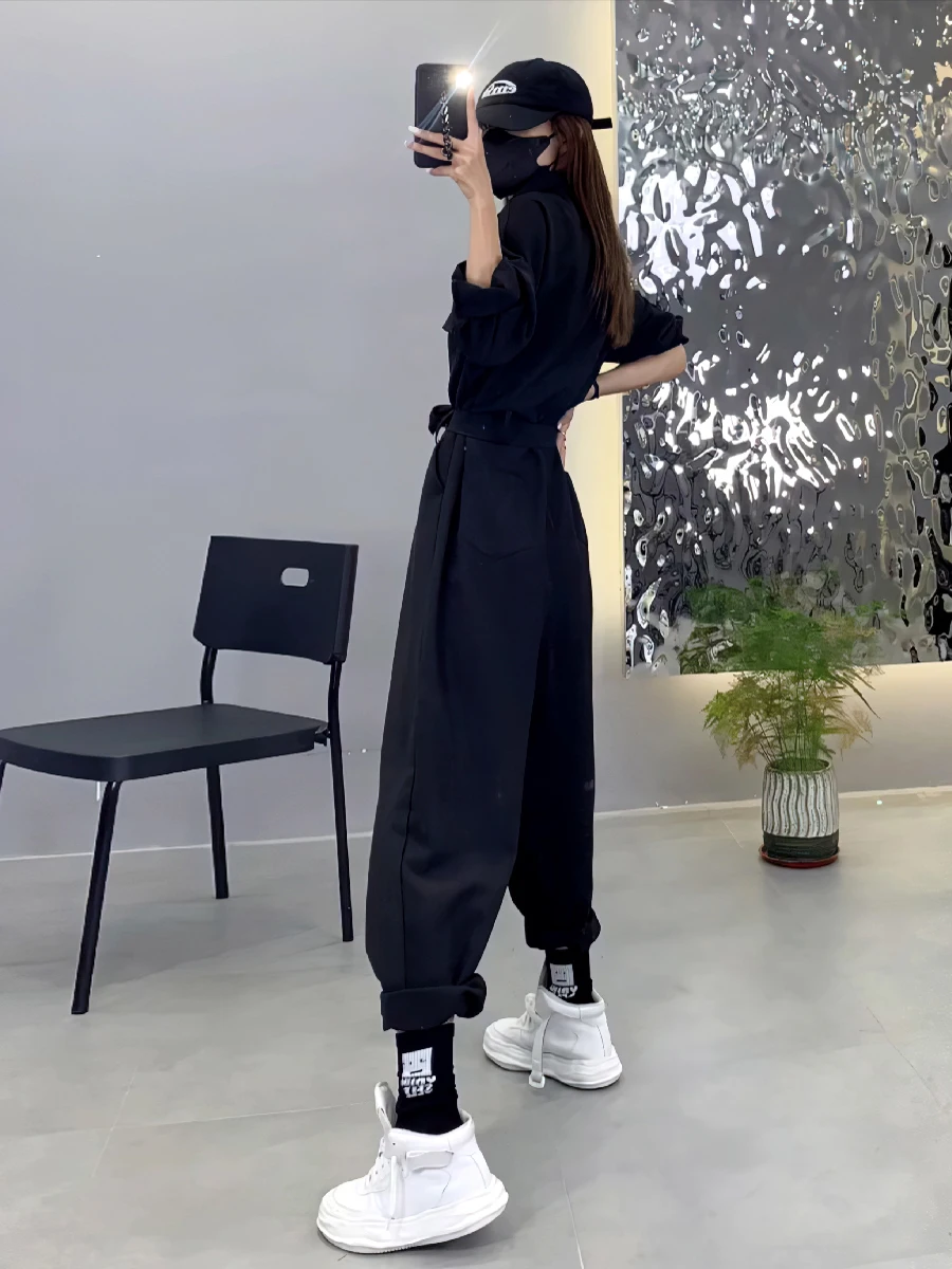 Ele Bla-mono de trabajo para mujer, pantalones de pierna ancha holgados, pantalones largos de cintura alta, nuevo efecto adelgazante Sle para primavera y otoño