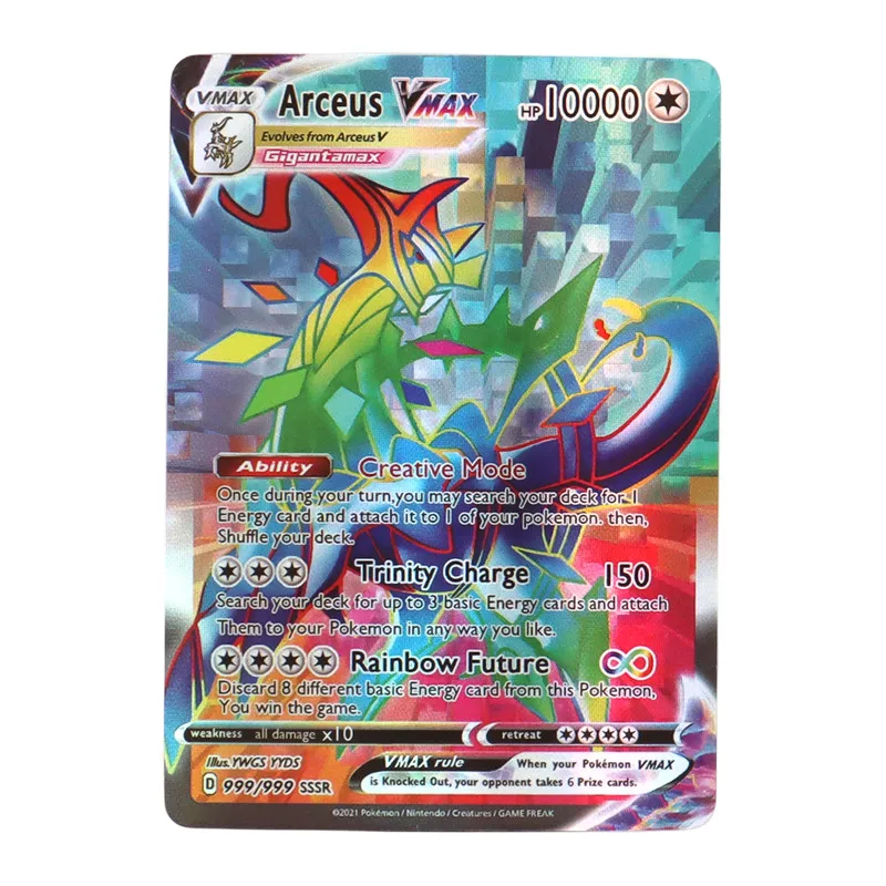 Holographic Pokemon Cards Scarlet Violet New ex Vstar Vmax GX in English Letter with Rainbow Arceus Shiny Charizard Kids Gift