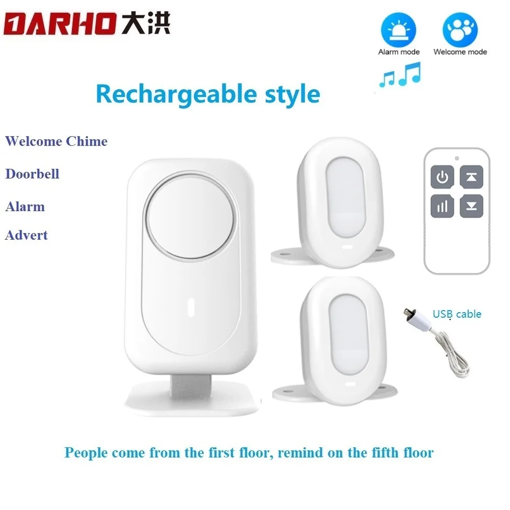 

Darho 5 Languages Welcome Device Alert Shop Store Wireless Infrared IR Motion Sensor Door Bell Entry Doorbell Anti-theft Alarm