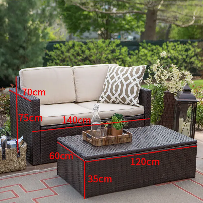 Outdoor sofa, storage waterproof, sunscreen and rain rattan