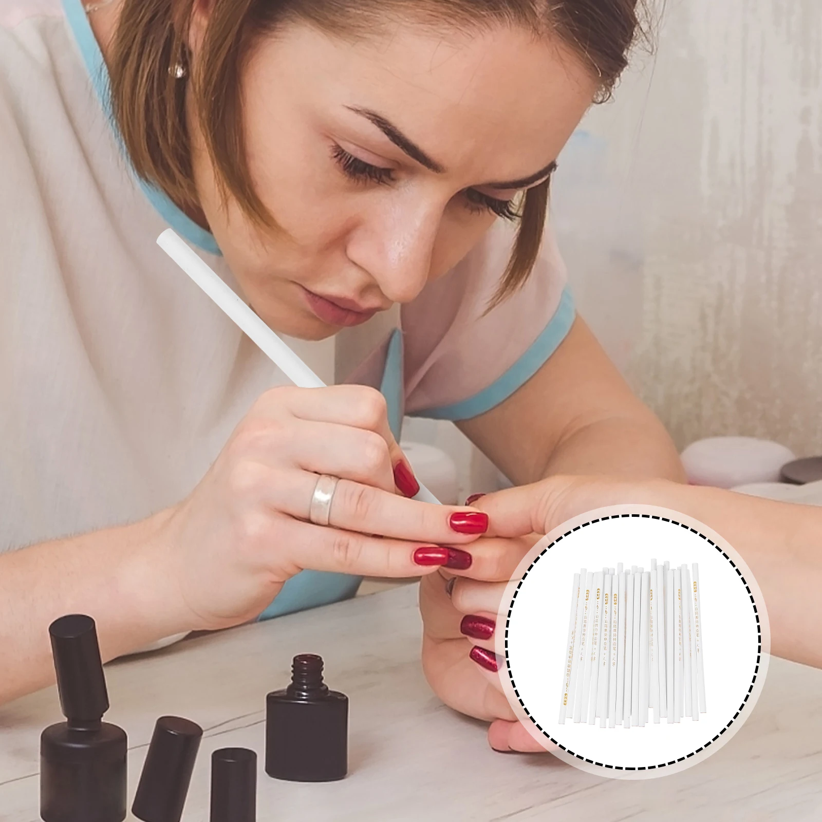 

30pcs Nail Art Pen Tool Diy Manicure Lightweight Portable Design White Nail Drawing Dotting Drill Craft Supply