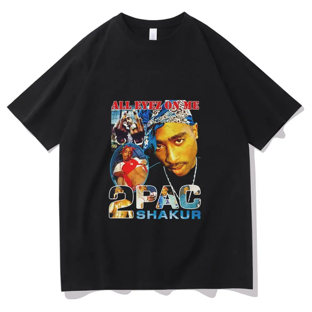 ユニセックス原宿プリントTシャツ,ヒップホップスタイルのカジュアルウェア,ヴィンテージ,パンク,ラップシンガー,2パック,y2k