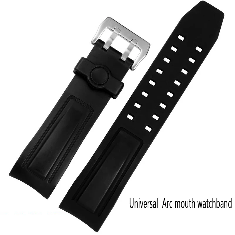 High quality silicone men's watch band accessories for Bvlgari Luminox Hamilton Breitling arc mouth black watch band 24mm