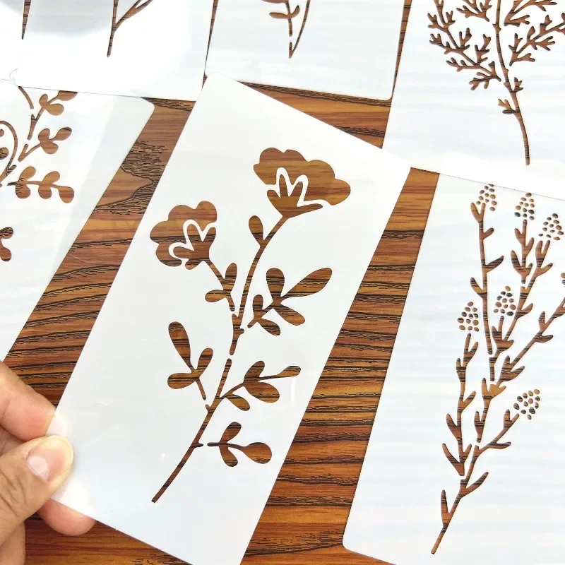 18pcs DIY Floral Painting Stencils,Reusable Plastic Templates for Wood,Paper-Craft Supplies for Spray Painting and Doodling view 4