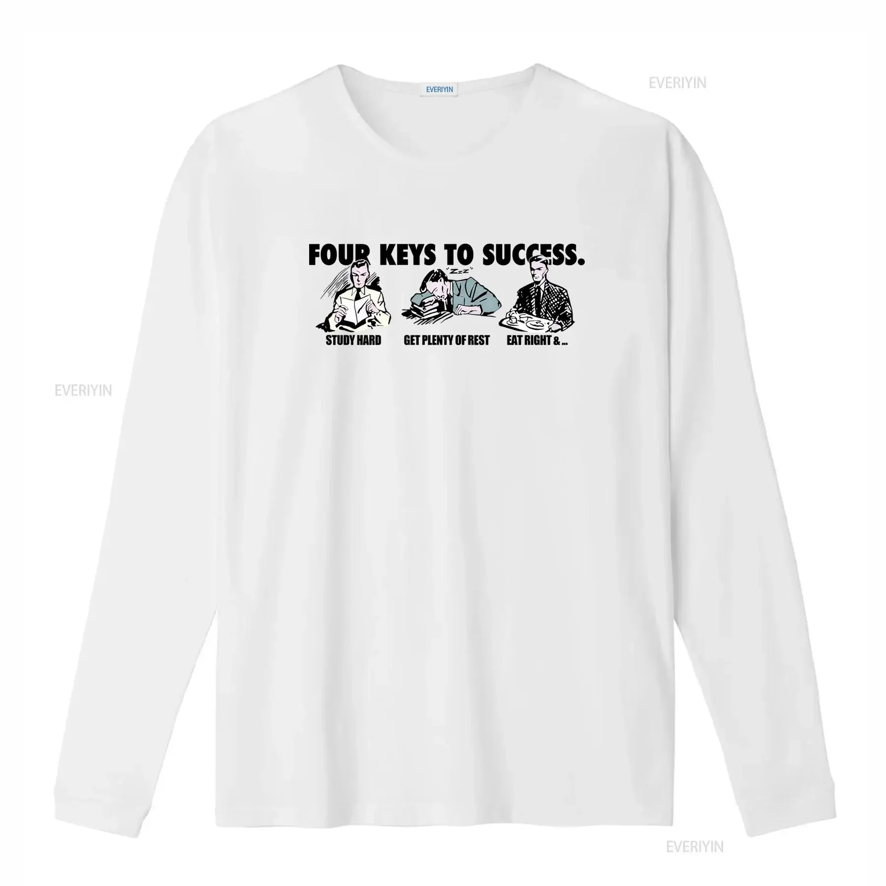 Four Keys To Success T Shirt Vintage Casual Style Crew Neck Slight Stretch Fabric Regular Fit Print Pattern Perfect for Men