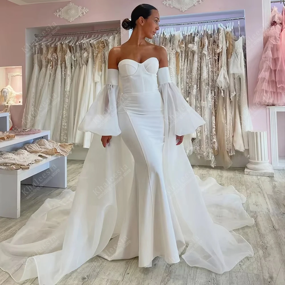 Robes De mariée simples en Satin, Sexy, sans bretelles, dos nu, pour fête formelle, gracieuses, personnalisées