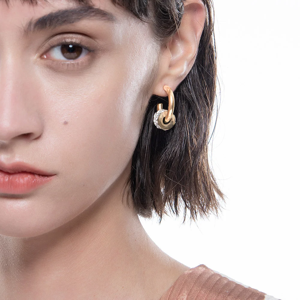 ENFASHION Piercing Zircon Earring For Women Gold Color Small Earrings 2021 Stainless Steel Fashion Jewelry Party Kolczyki E1220