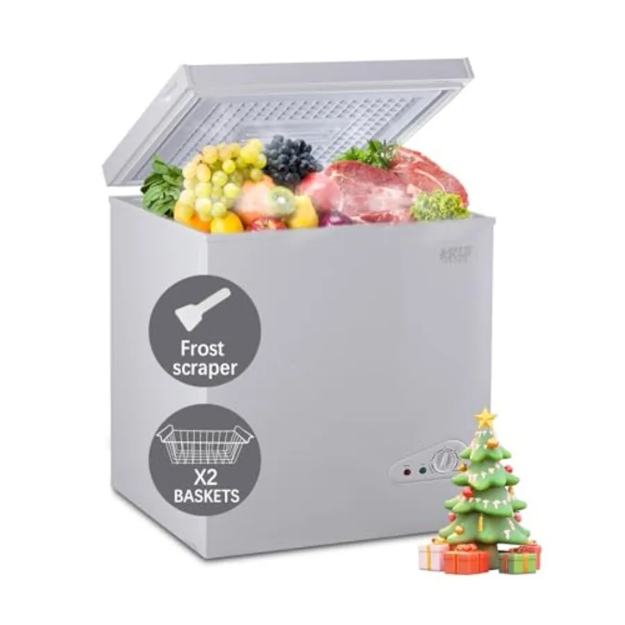 

7.0 Cu.Ft Chest Freezer with 7 Gears Temperature Control -4F to 6.8F Deep Compact Freezer in White for Kitchen Garage Basement