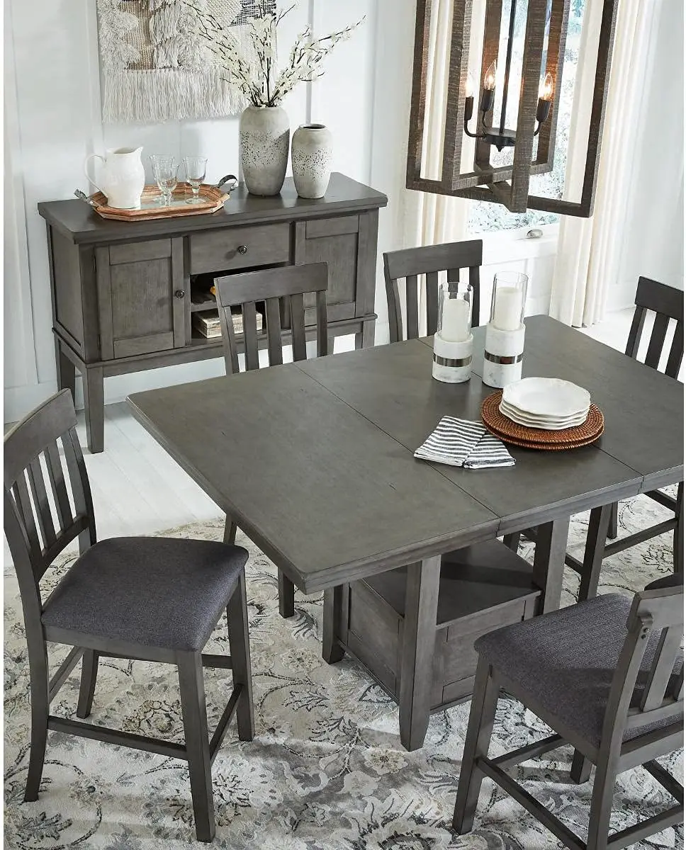 Modern Farmhouse Counter Height Dining Room Extension Table, Dark Gray