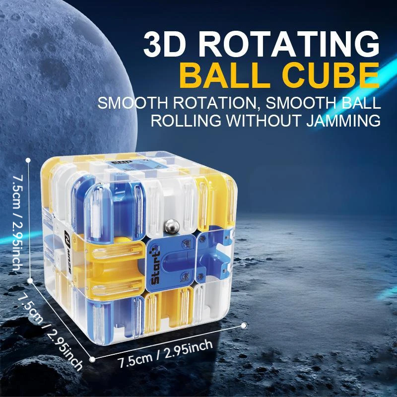 Labirinto 3D con sfera cubica rotolante, giocattolo per il pensiero logico, rotazione non ostacollata, regalo antistress, ornamento da tavolo, regalo di Natale
