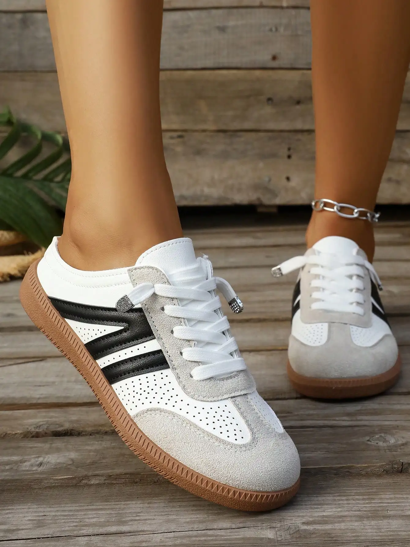 Women's Fashion Slip-On Shoes, Solid Color Sports Lace-Up Metal Eyelet Casual Flat Loafers For Daily Wear,Trainers Women.sx260107144593708072461