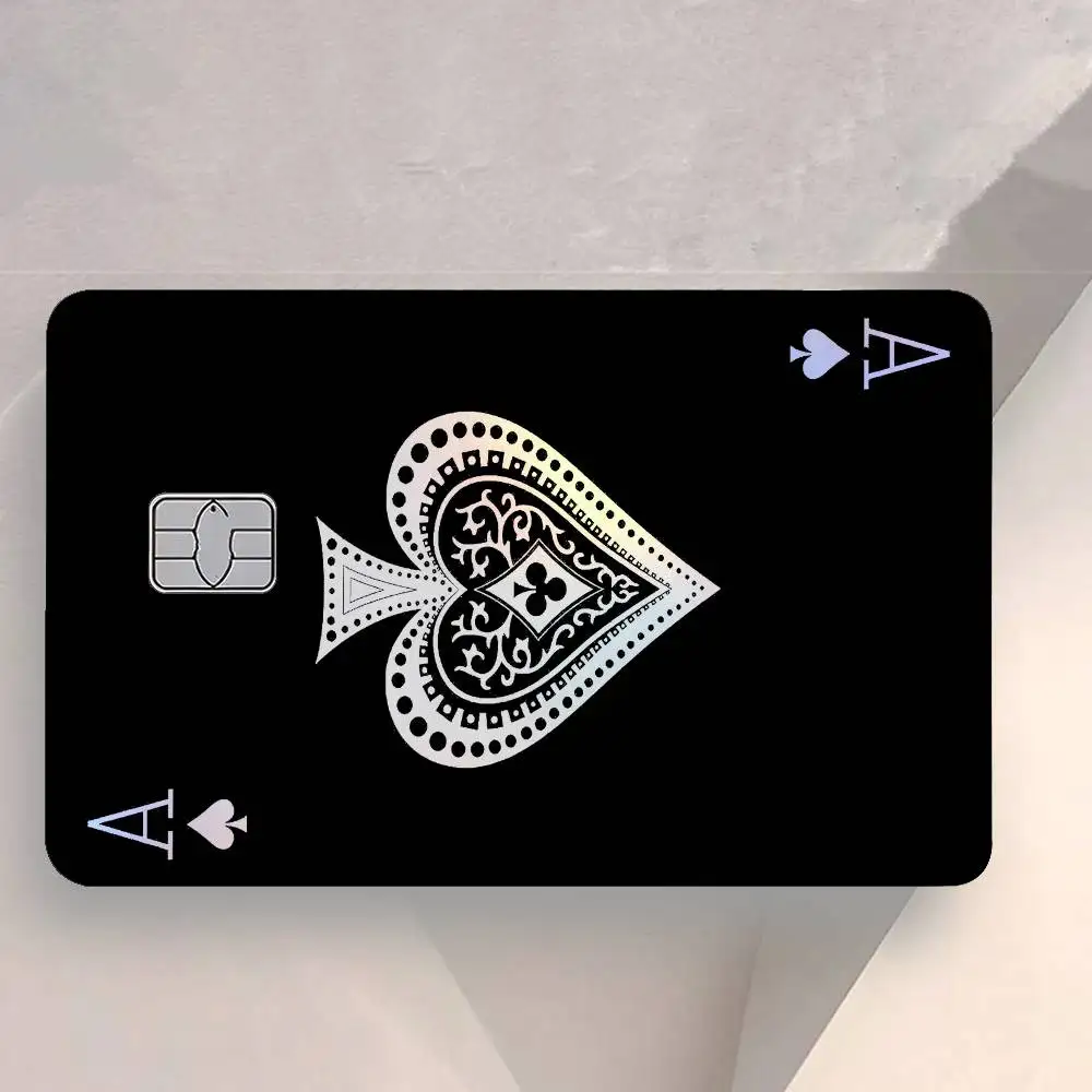 Ace Of Spade 4Pcs/Set Holographic Laser Credit Card Stickers Iridescent Waterproo Fits All Standard Bank Cards