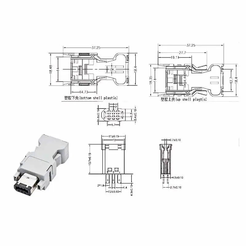SM-6P Male IEEE 1394 Connector Gold-plated SM-6E Female Plug Industrial Grade Connectors 3E106-2230KV Base/bent Female Socket