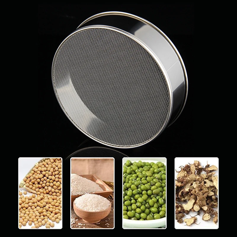 Tamiz de harina de arroz de acero inoxidable, 14 malla de sujeción, tamiz de harina ultrafina, sésamo grueso, herramientas para hornear pasteles de cocina, accesorios, 1 ud.