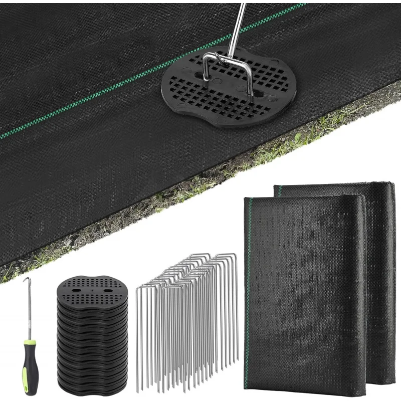 Heavy-Duty Landscape Weed Barrier Fabric 10A Tear-Resistant Gasket with Garden Stake Pick a Hook Outdoor Ground Cover for Weed C