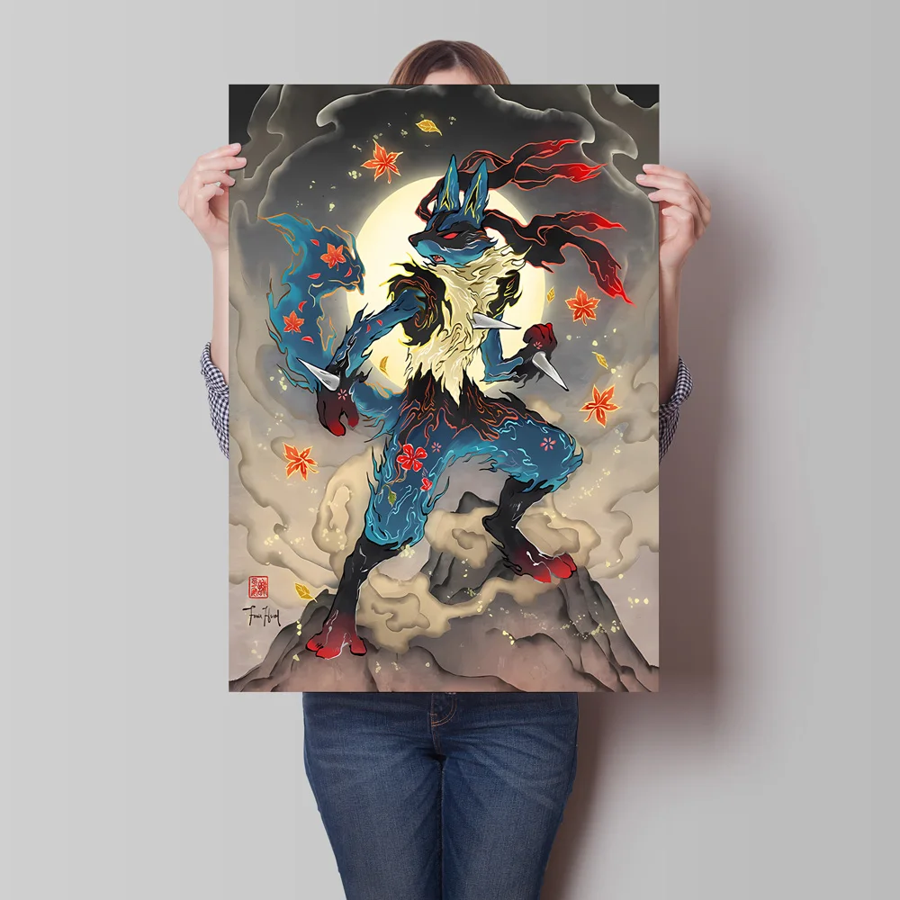 Poster Klasik Gaya Ukiyoe Tokoh Anime Pokemon Lugia Hd Lukisan Kanvas Dekorasi Rumah Dekorasi Kamar Tidur Anak-anak Hadiah Liburan
