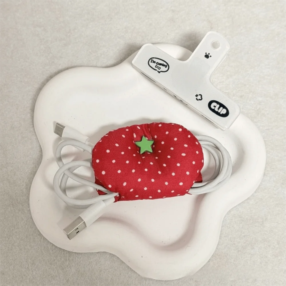 Gifts Y2k Data Cable Organizer Handmade Wave Point Earphone Storage Bag Multifunctional Tomato Earphone Cable Storage Tool