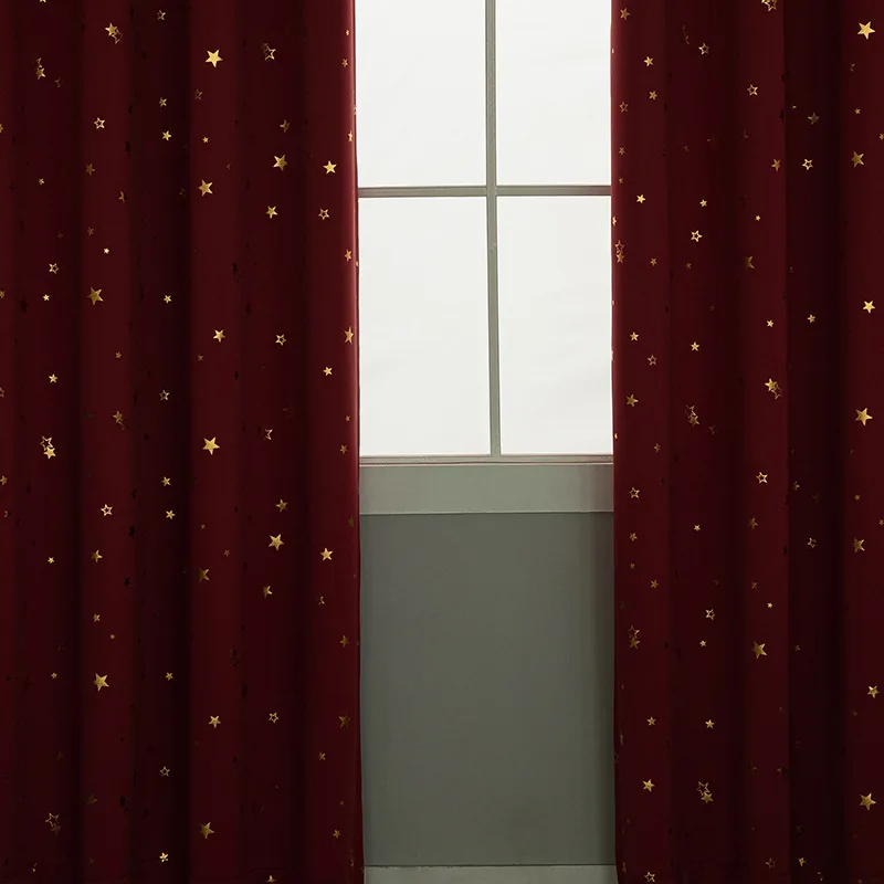 1Pcs Nordic Style Blackout Curtains for Living Room Golden Pentagram Picture Windows Curtains Home Decor Grommet Top Drapes