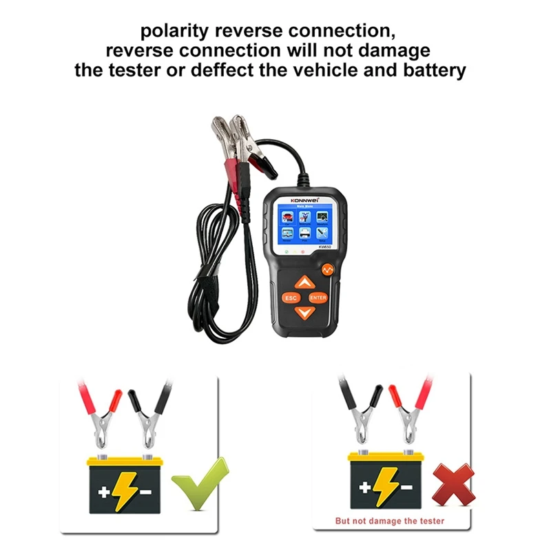 KONNWEI KW650 6V-12V Car Battery Tester 100-2000CCA Automotive Battery Tester For Vehicles Marine Motorcycle