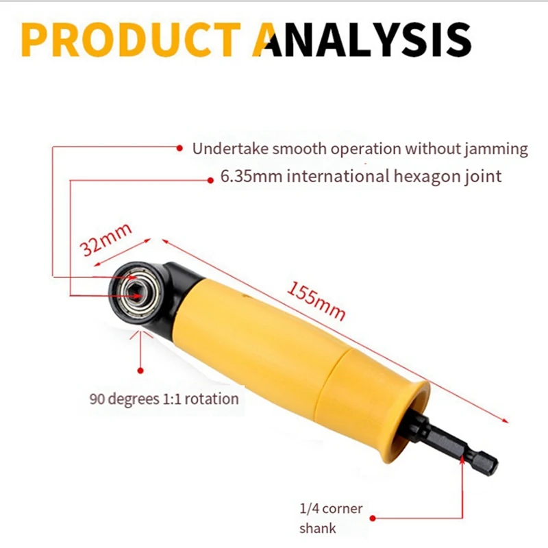 90-Degree Electric Screwdriver Electric Drill Corner Extension Fittings Right-Angle Screwdriver