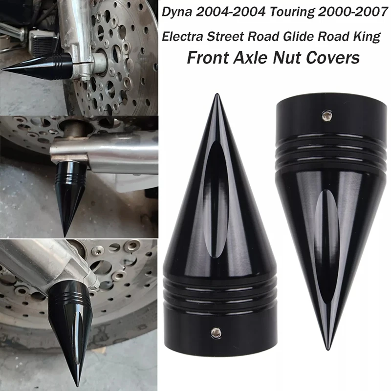 Well-Front Axle Nut Covers Caps Black For  Dyna Electra Road King Glide