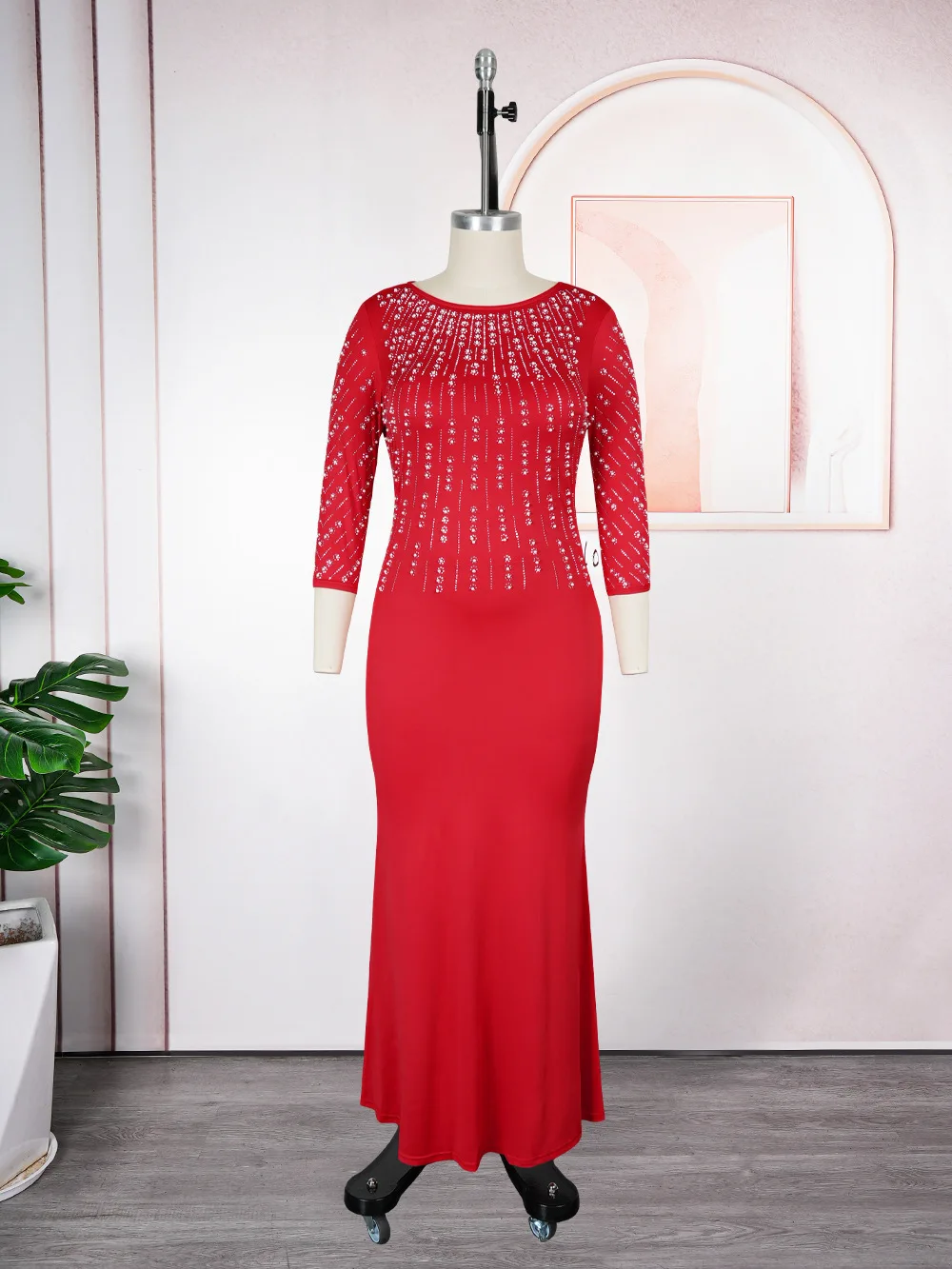 

Plus Size Diamonds African Dresses for Women Evening Wedding Party Dress Ankara Dashiki Africa Clothing Turkey Kaftan Abaya Gown