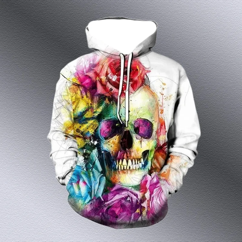 

25 Popular Hip Hop Skeleton Hoodie 3D Printed Skeleton Street Dress Hoodie Long Sleeve Men's Casual Fashion High End Sportswear