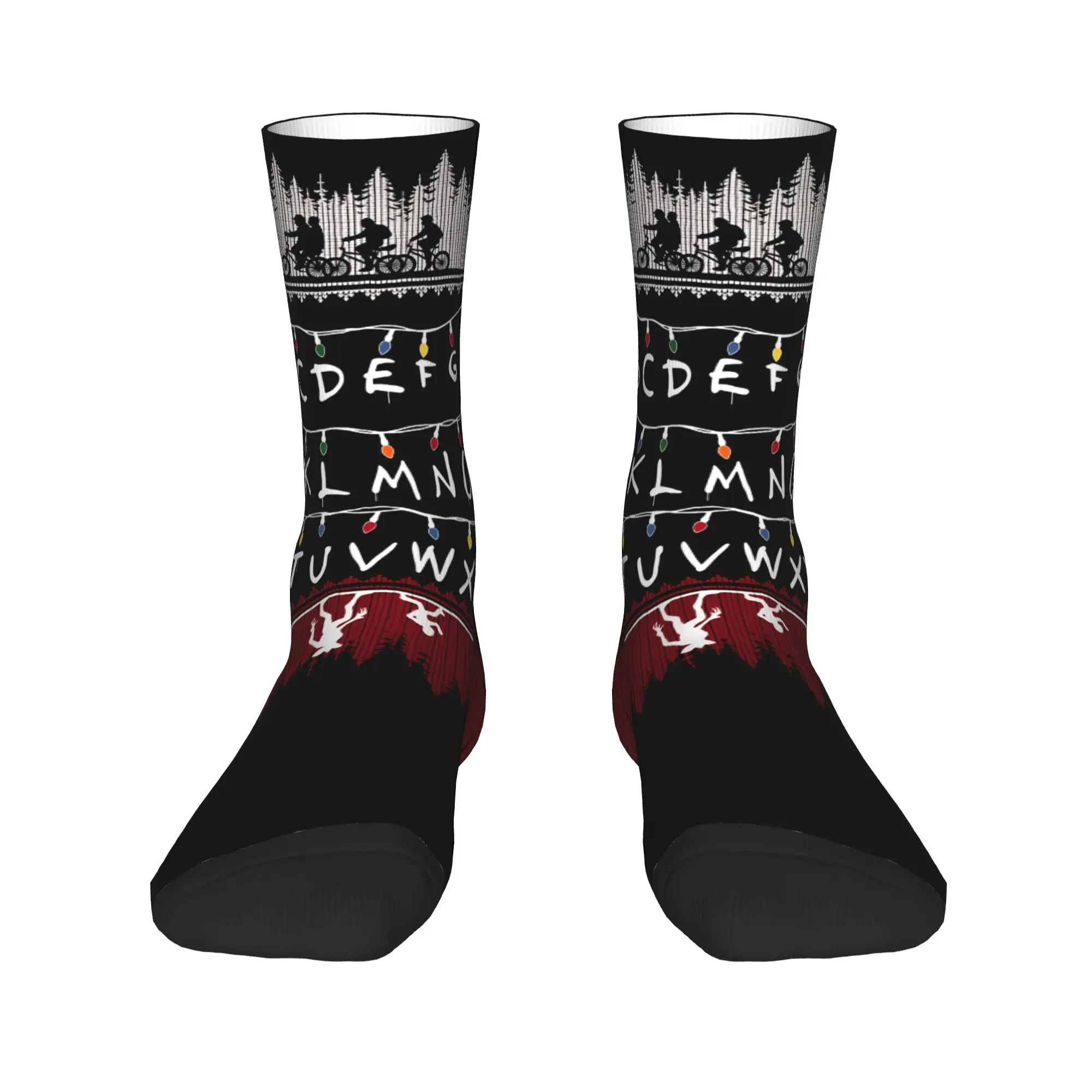 Stranger Alphabet Lights Socks  Kawaii Stockings Winter Non Skid Men Socks Warm Soft Pattern Skateboard Socks