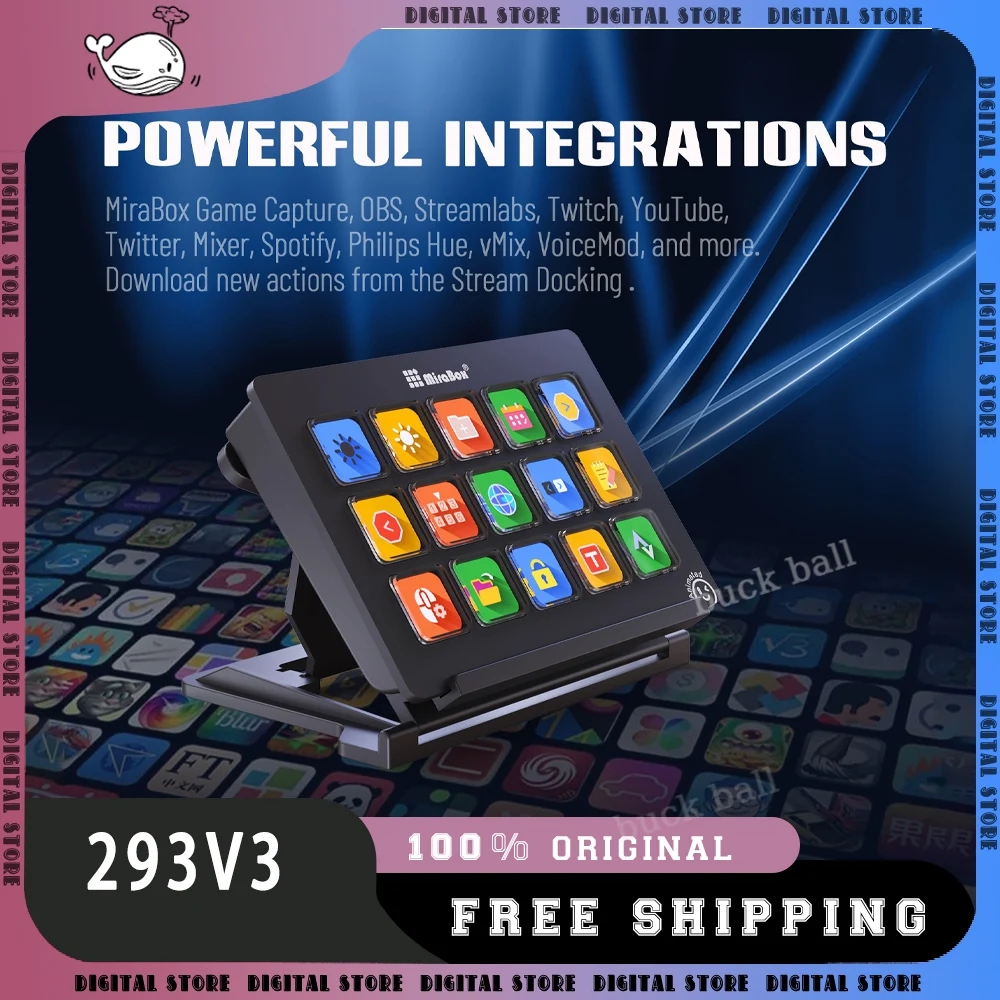 Mirabox 293v3 Stream Deck Customized Keypad Macro Programming Lcd Button Visual Screen Visual Highlight Accessories For Office