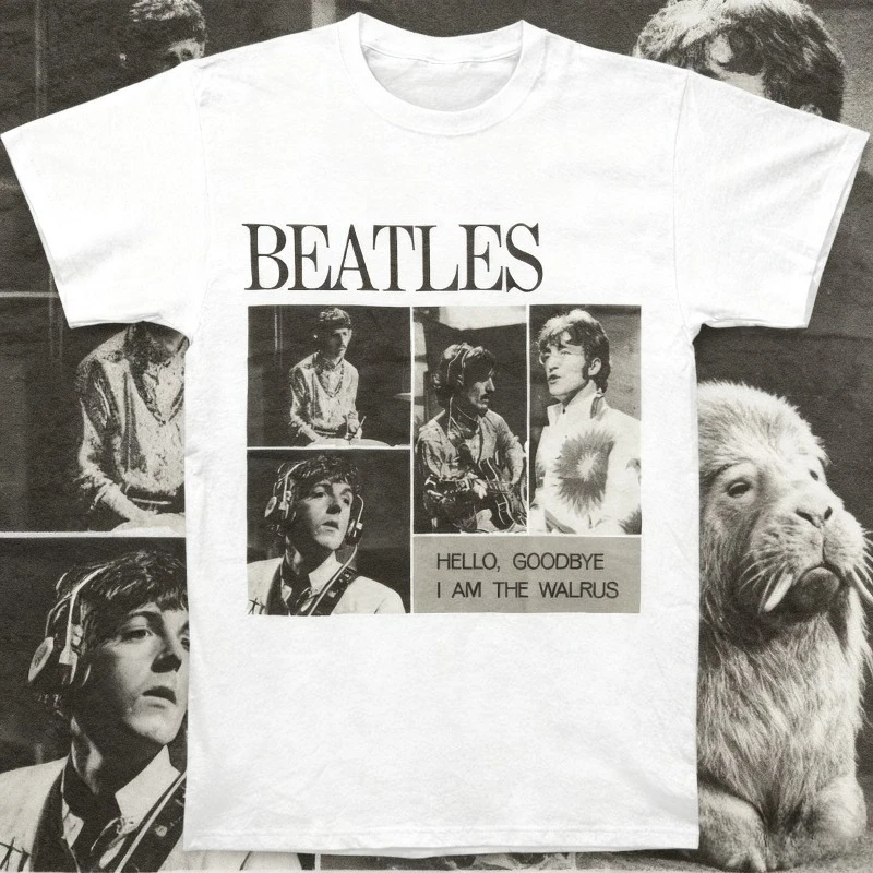 

Лето 2022, зимняя мужская футболка с графическим принтом Beatles Walrus Band, свободная уличная уличная футболка из 100% чистого хлопка с короткими рукавами