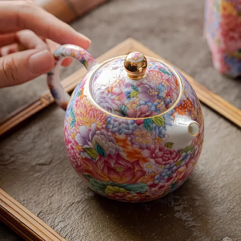 Chinese Handmade Tea Pots Porcelain Teapot Color Enamel Teapots Teaware Ceramic Tea Accessories Kung Fu Tea Kettles