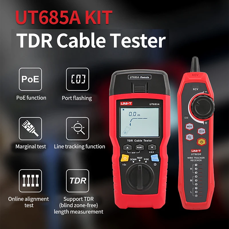 UNI-T TDR Cable Tester UT685A KIT Network Line Finder Twisted Pair Locator Length Sequence Detector RJ45 RJ11 Wire Tracker - view 2