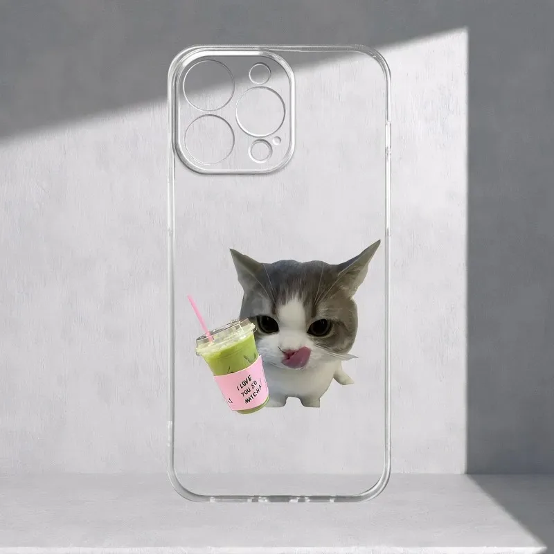 Cute Cat Phone Case For iPhone 17 16 15 11 12 14 13 Pro Max Mini XS XR 7 Plus 17E Air Shockproof Transparent Cover Shell Fundas