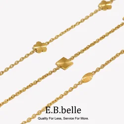 Simple Dainty Stainless Steel Chains Small Sunburst Textured Oval Flower Square Charm Gold Plated Chain Bracelet for Women