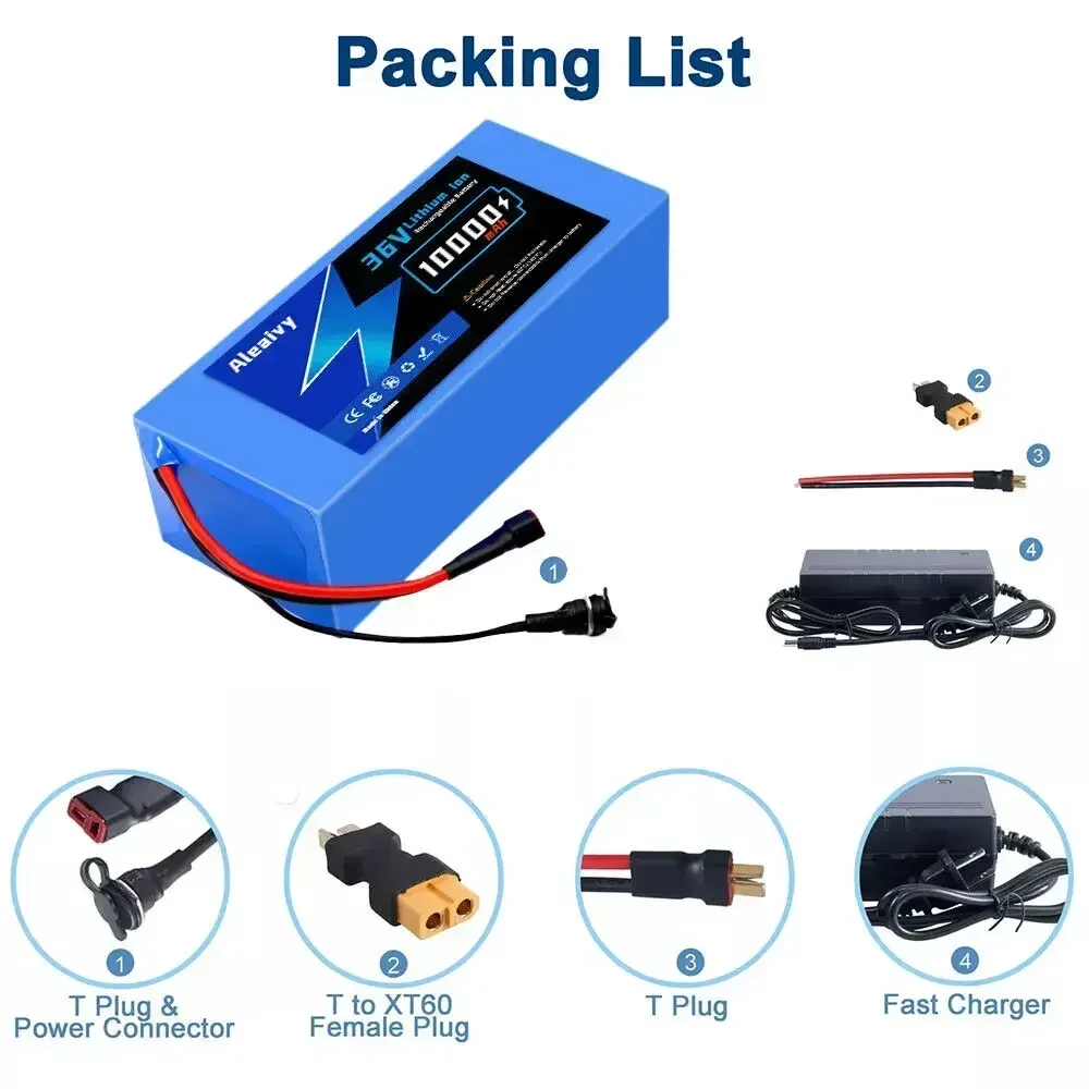 18650 36V 10000mAh 10S4P Battery Pack Lithium Li-ion Battery For electric scooter battery 42v with BMS+2A charger.