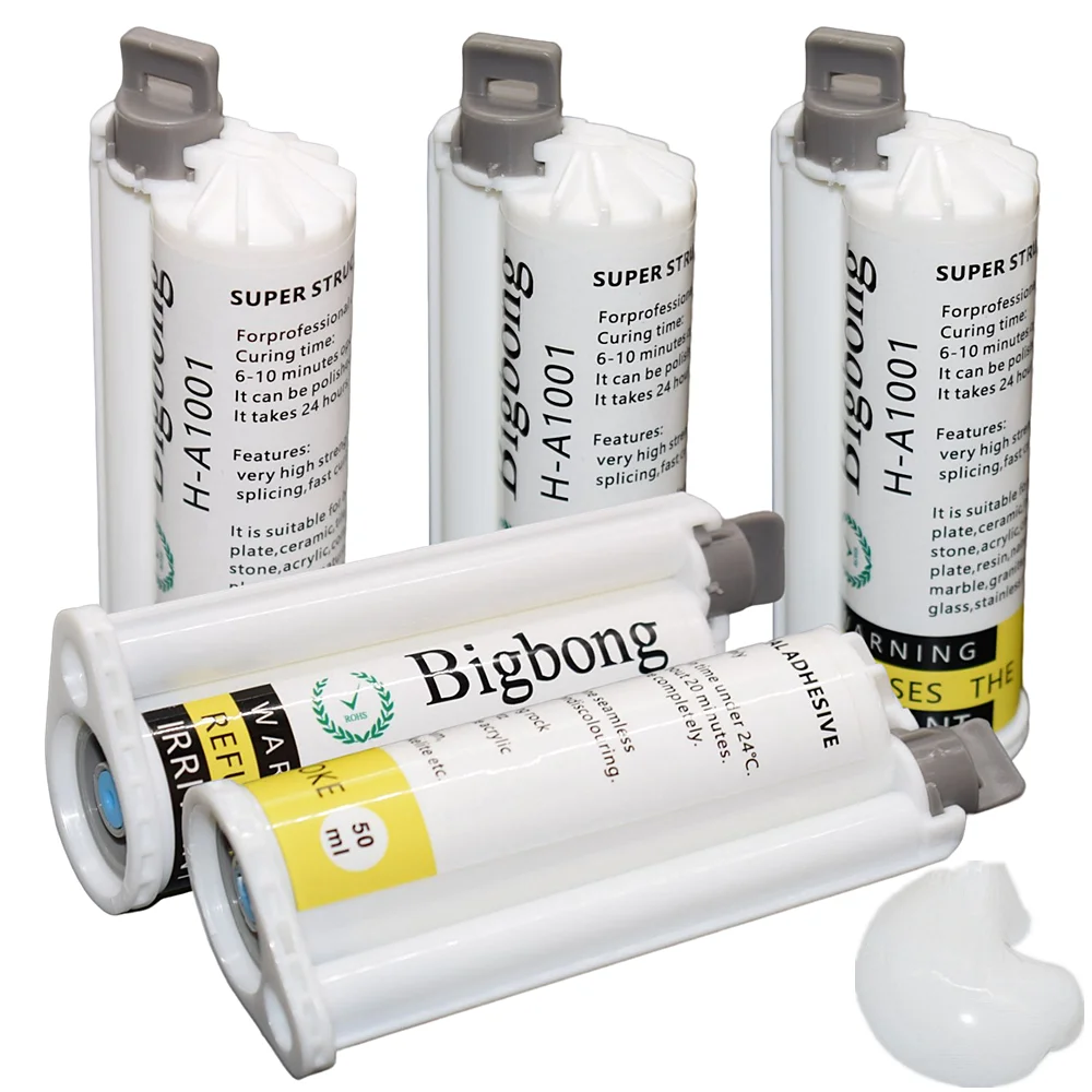 

5pc 10:1 Acrylic Adhesive 50ml Strong Glue 2 Part Adhesive White Structural AB Glue Set for Wood Stone Acrylic Seamless Splicing