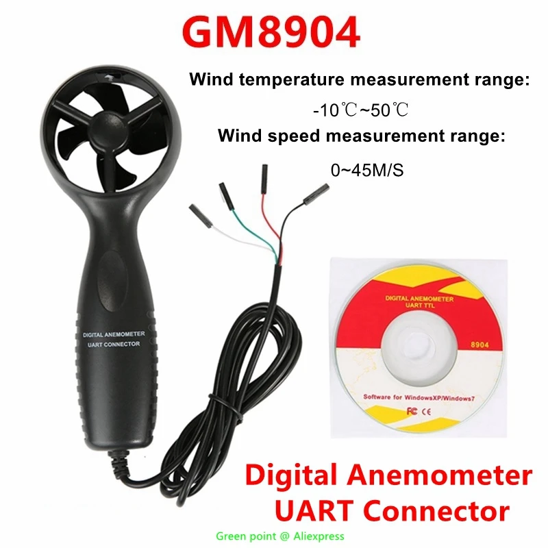 

5PC Portable GM8904 Digital Anemometer UART Standard Connetor -10℃~50℃ Universal Mini Wind Leaf Handle With Beaufort Wind Rating