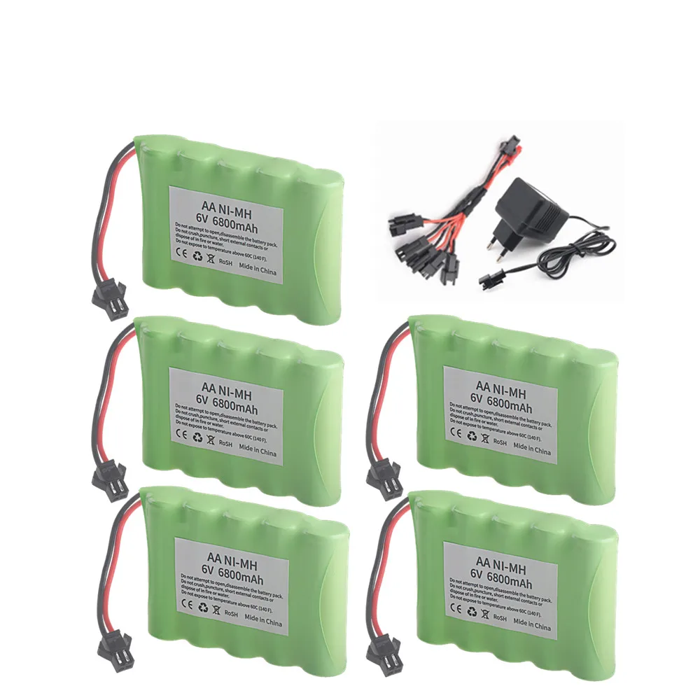 6v 6800mah 2400mAh NI-MH Battery with Charger Sets For RC Car Trucks Robots Tanks Guns Boats Aa 6v Rechargeable Battery Pack