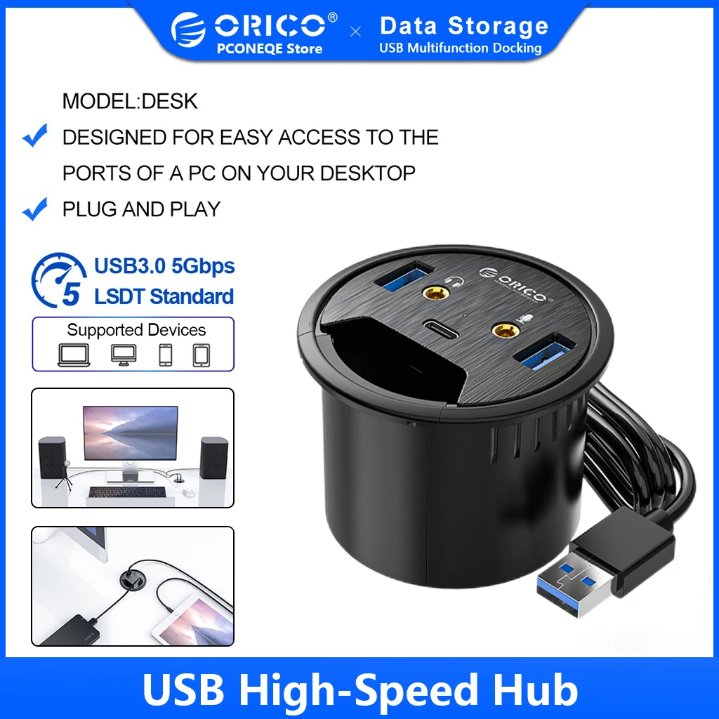 ORICO usb hub DESK-4U USB 3.0 Multi Hub Splitter High Speed 4 Ports Mount Adapter for Laptop PC Accessories hub usb 3 orico