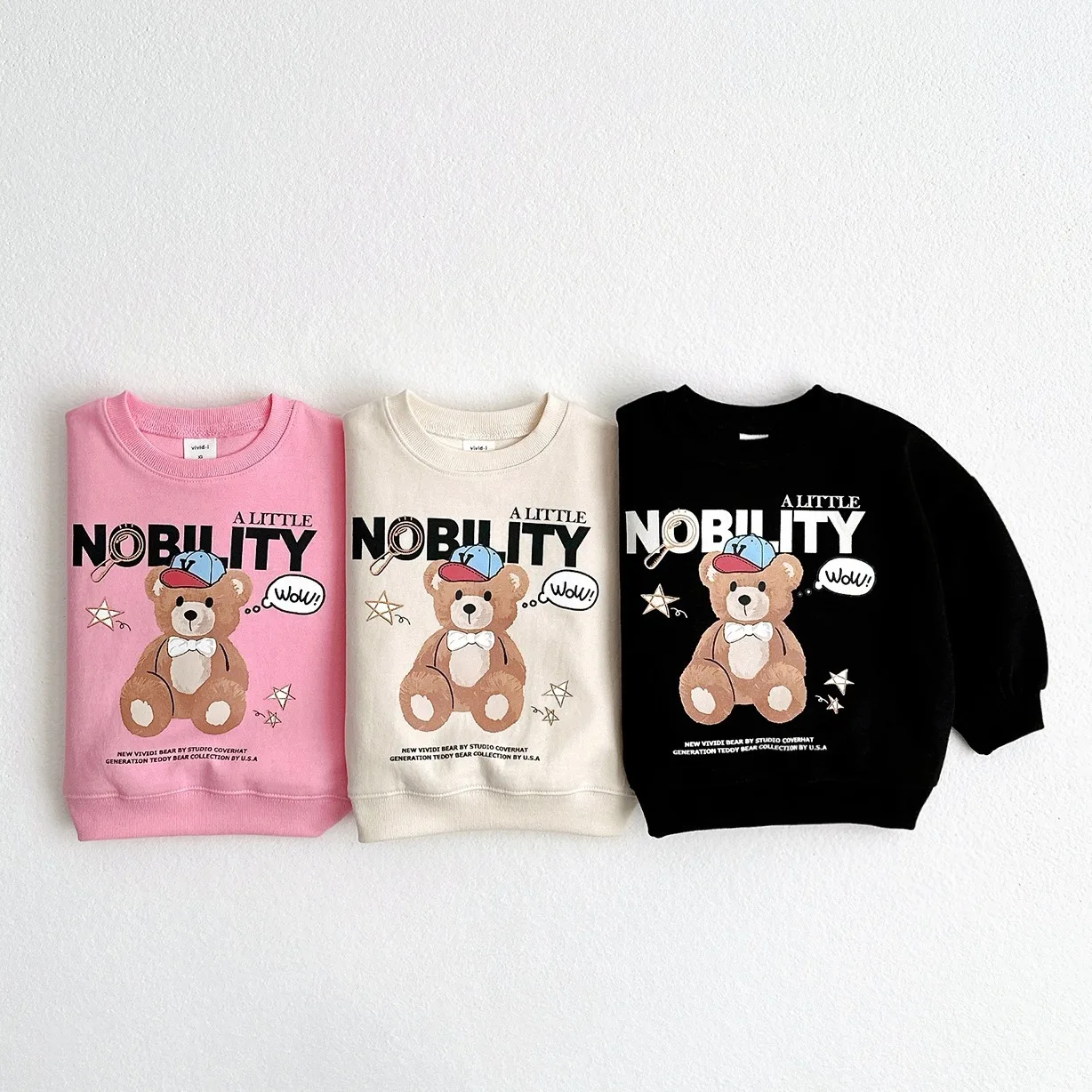2023 frühling Herbst Kinder Baby Mädchen Sweatshirts Cartoon Bär Gedruckt Lose Beiläufige Kleinkind Mädchen Pullover Kinder Mädchen Tops