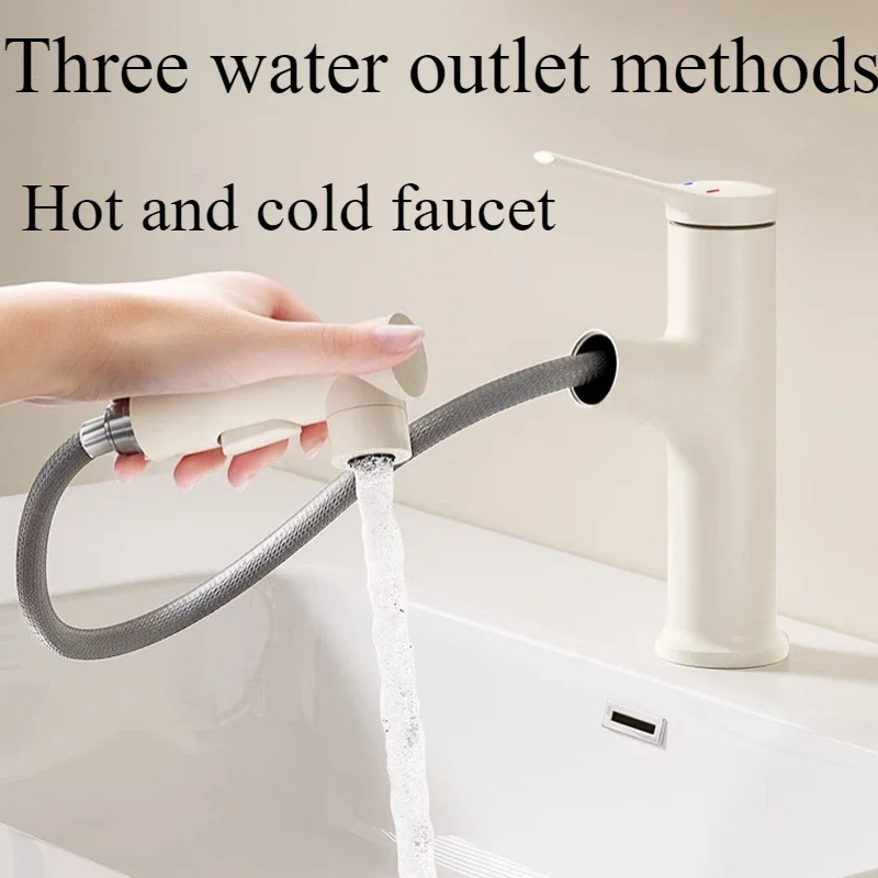 Excellent 1.5Mpa Basin Pull-out Faucet Basin Hot and Cold Water Tap Bathroom Toilet Wash Basin Household Three Water Outlet Meth