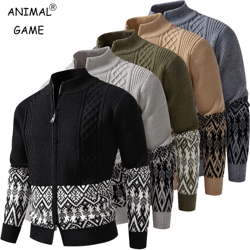 

Animal Game Hallowmas Luxury Mens Cold Blouse Long Cardigan Sweater Warm Outdoor Thick Knitted Zipper Sweaters Knitwear Jacket