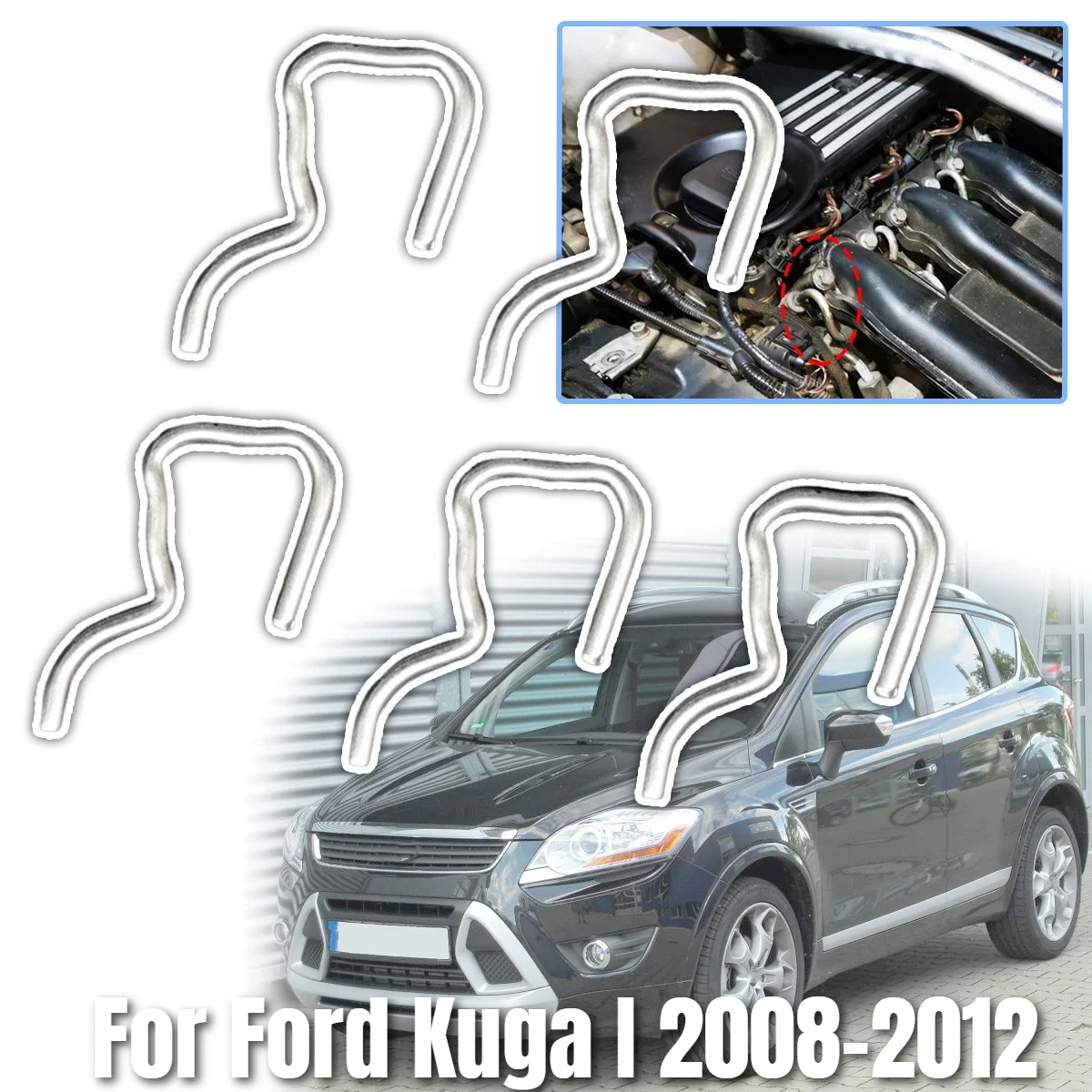 Fuel Injector Leak Off Pipe Back Return Clip Clamp Accessories Automotive Spare Parts Repair Kit For Ford Kuga I 2008 2009-2012