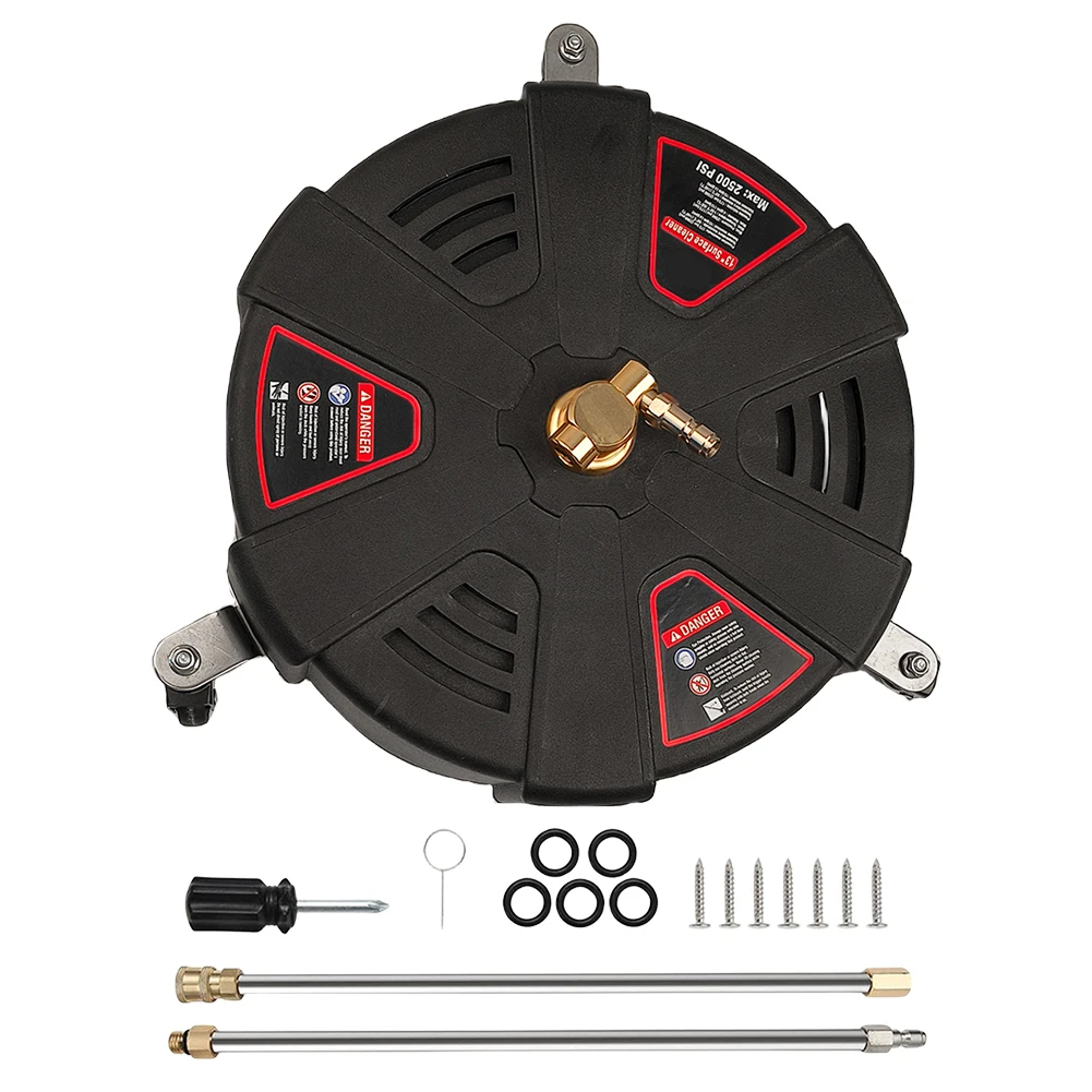 

Surface Cleaner with Extension Wand Floor Scrubber 1/4 Quick Connector Powerful Pressure Washer Replacement Nozzles with 3 Wheel