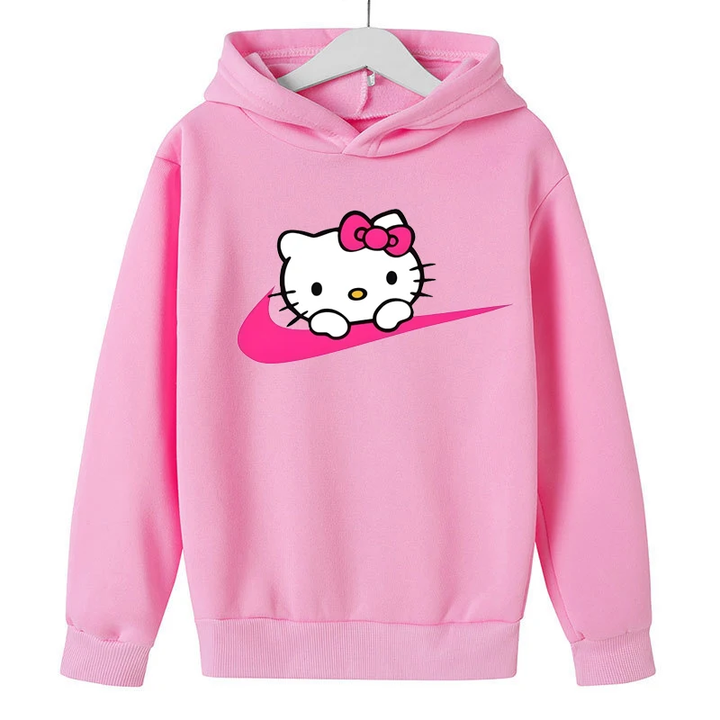 MINISO Pattern Hoodie Cute Cartoon hello kitty clothes Kids Girls Fashion Clothing Casual Sweatshirt Spring And Autumn Pullovers